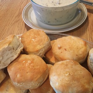 HOMEMADE SAUSAGE GRAVY AND BISCUIT