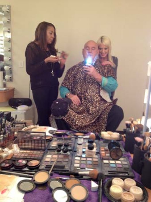 Dennis getting make-up for Bill Cunningham Show.jpg